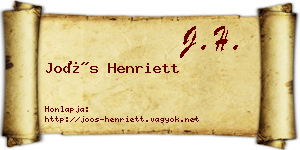 Joós Henriett névjegykártya